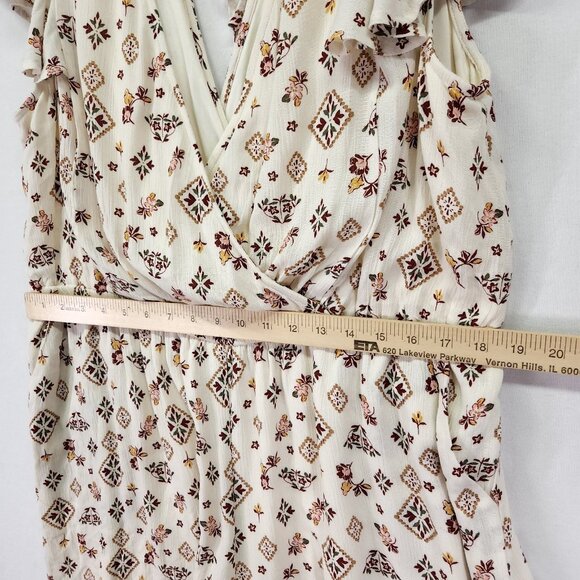 Torrid Womens Gauze Surplice Romper Size 1X Flutter Sleeve Fall Foliage Print - Picture 5 of 16